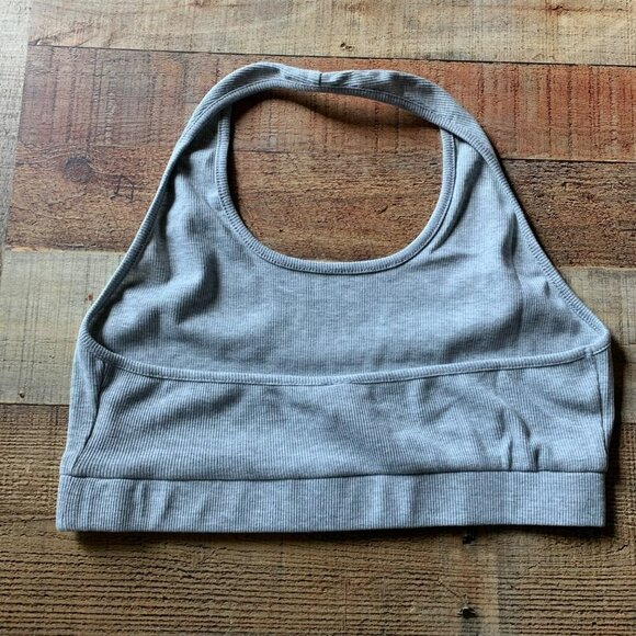Junie Clothing Womens Ribbed Knit Cropped Halter Top in Gray -L - Picture 5 of 7